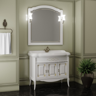Мебель для ванной Opadiris Лоренцо 100 белая с патиной