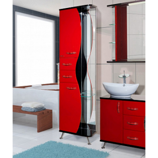 Шкаф-пенал Bellezza Рио 50 L красный с черным