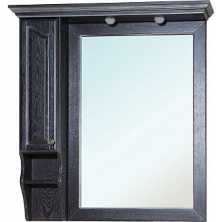 Зеркало-шкаф Bellezza Рим 110 L черное патина серебро