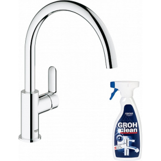 Смеситель Grohe BauEdge 31367000 для кухонной мойки + Средство для очистки Grohe Grohclean 48166000