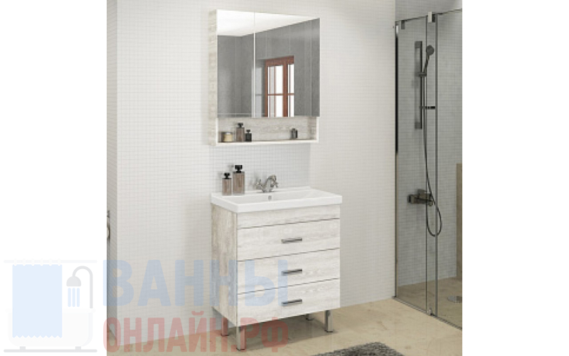 Мебель для ванной Comforty Никосия 60Н дуб белый