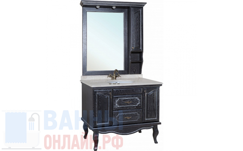 Мебель для ванной Bellezza Рим 100 черная патина серебро
