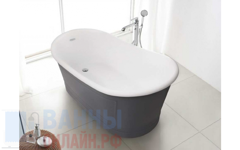 Отдельностоящая, овальная акриловая ванна,хром BelBagno BB32-CF36 Серый матовый