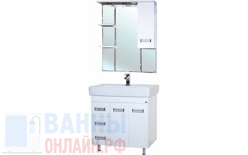 Мебель для ванной Bellezza Сиена 80 белая с бельевой корзиной