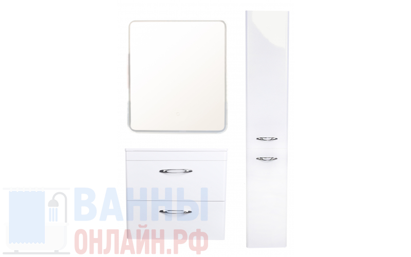 Тумба подвесная "Каре 70" (2 ящ.) Люкс белая, PLUS