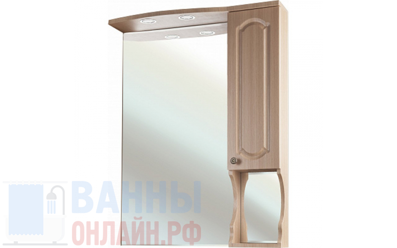 Зеркало-шкаф Bellezza Камелия 65 R светлый лен