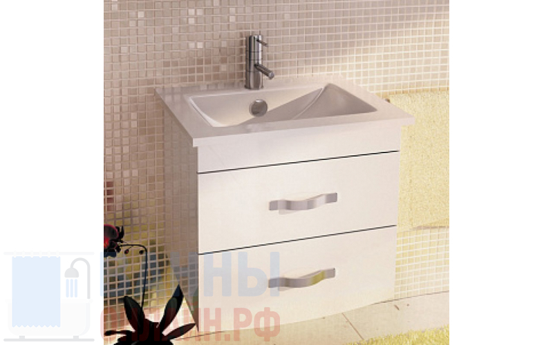 Тумба с раковиной Comforty Лаура 60-2 белый глянец