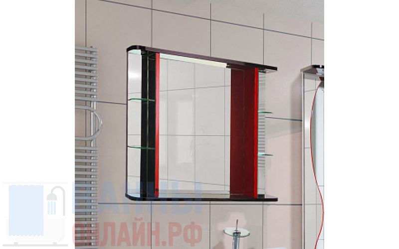 Зеркало Bellezza Рио 90 красное с черным