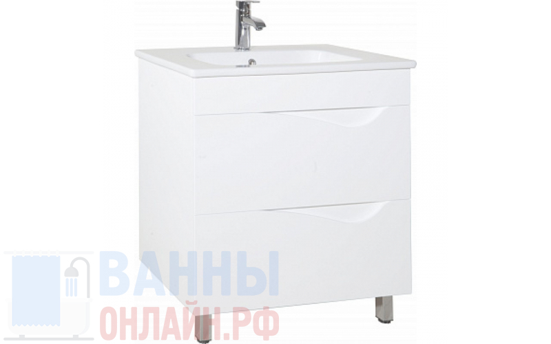 Тумба с раковиной Bellezza Эйфория 60 белая 2 ящика