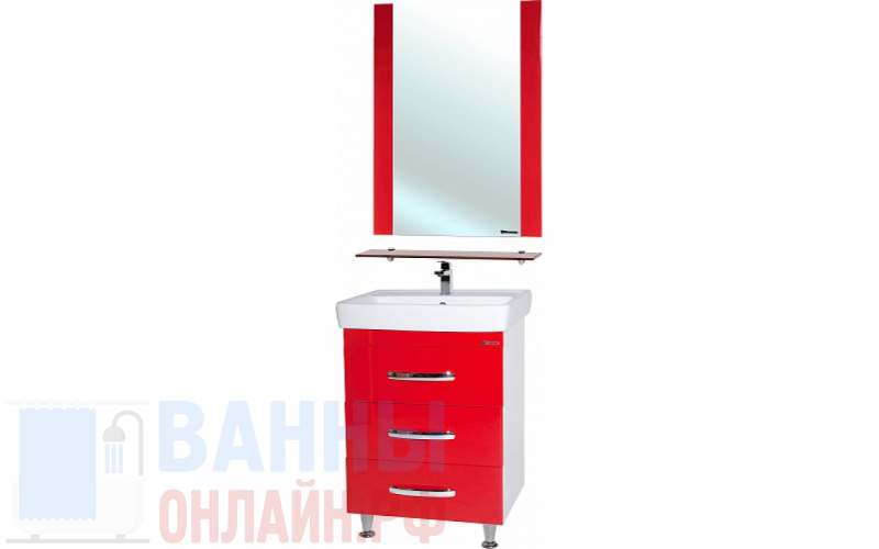 Мебель для ванной Bellezza Рокко 70 красная напольная 3 ящика