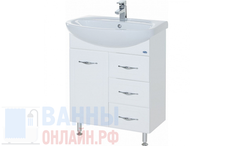 Тумба с раковиной Bellezza Стелла 65 3 ящика белая