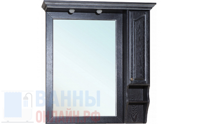 Зеркало-шкаф Bellezza Рим 110 R черное патина серебро