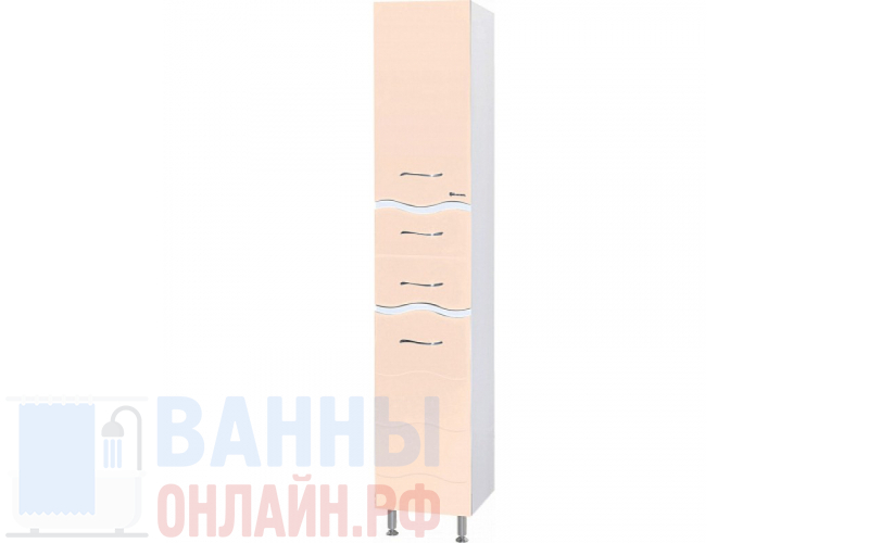 Шкаф-пенал Bellezza Мари Волна 35 L белый/бежевый с бельевой корзиной