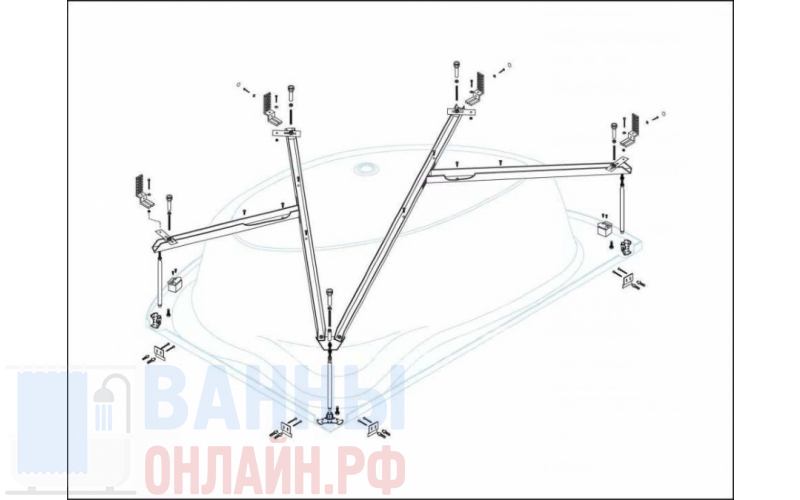 Металлический каркас для акриловой ванны Cezares TEBE-MF-L