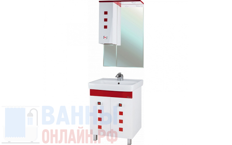 Мебель для ванной Bellezza Натали 60 белая с красным