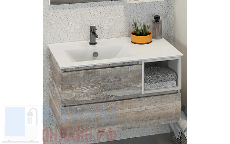 Тумба с раковиной Comforty Турин 90 L дуб бежевый