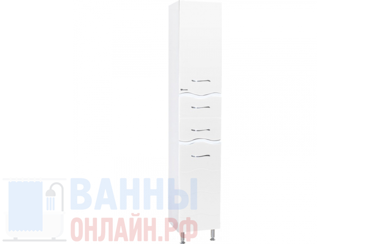 Шкаф-пенал Bellezza Мари Волна 35 R белый с бельевой корзиной