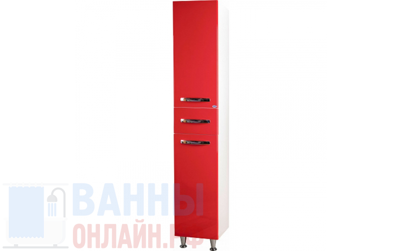 Шкаф-пенал Bellezza Рокко 35 L красный с бельевой корзиной