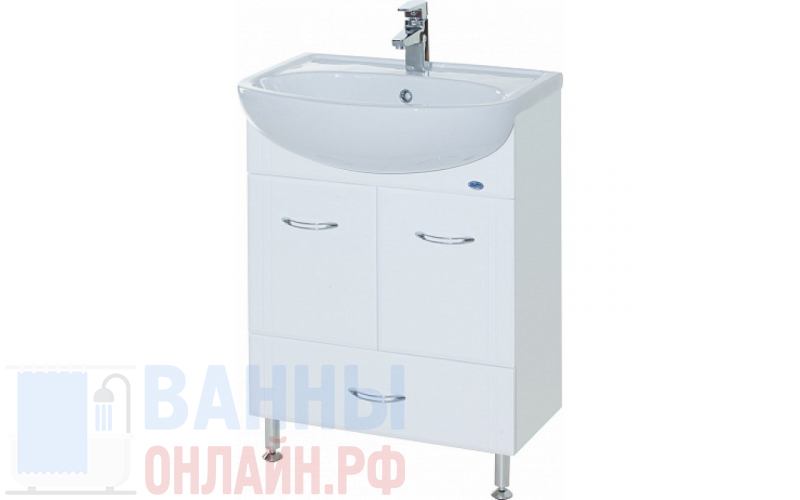 Тумба с раковиной Bellezza Уют 55 с нижним ящиком белая