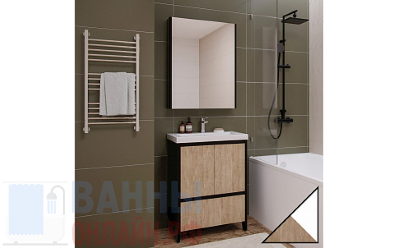 Мебель для ванной Velvex Klaufs 60.2D.1Y белая, шатанэ, напольная