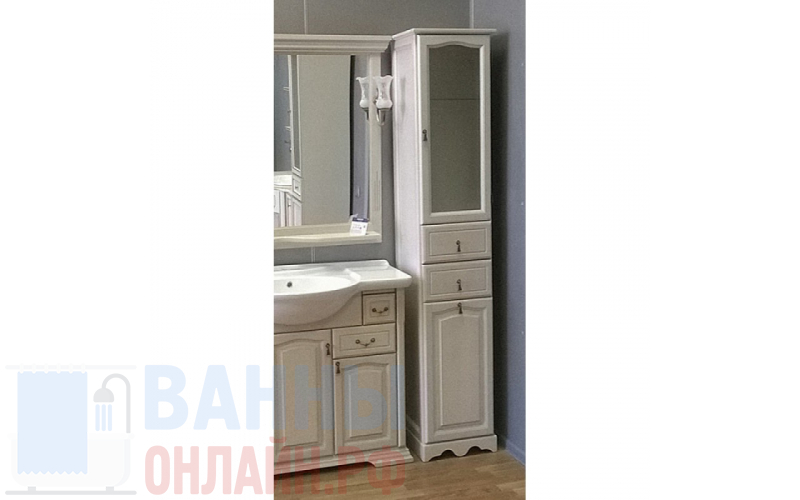 Шкаф-пенал Opadiris Риспекто 40 R слоновая кость, с бельевой корзиной