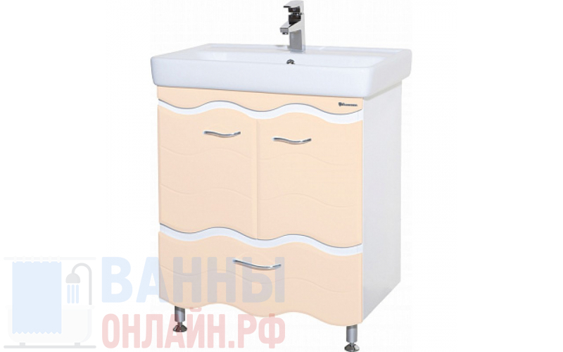 Тумба с раковиной Bellezza Мари Волна 60 белая/бежевая