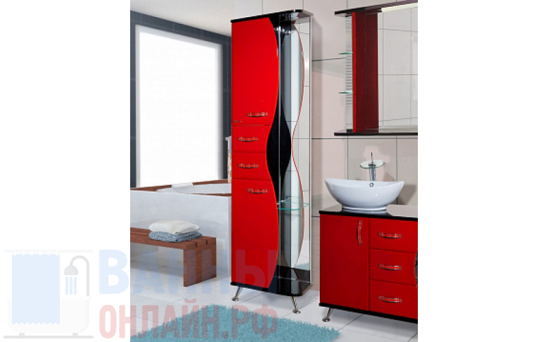 Шкаф-пенал Bellezza Рио 50 L красный с черным
