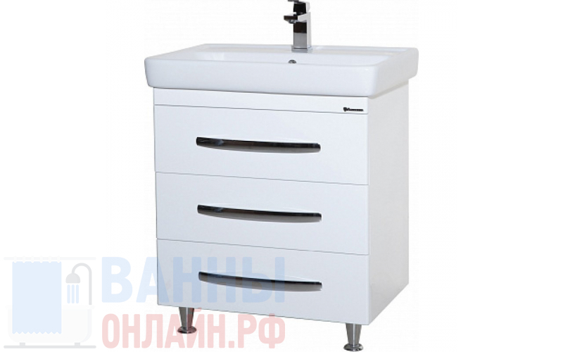 Тумба с раковиной Bellezza Рокко 80 белая напольная 3 ящика