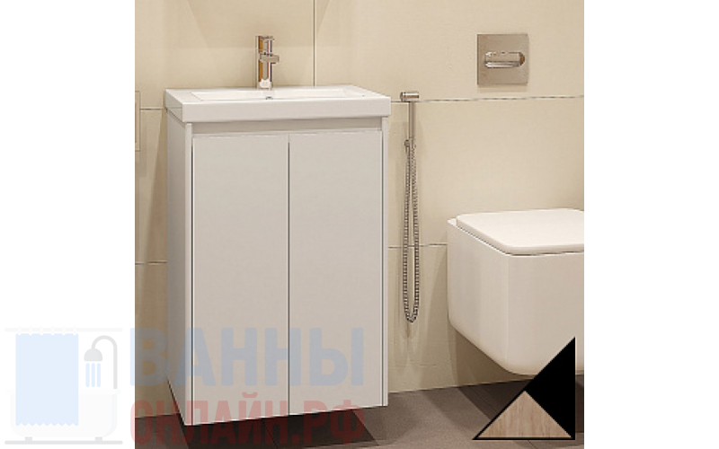 Тумба с раковиной Velvex Klaufs 50.2D черная, шатанэ, подвесная