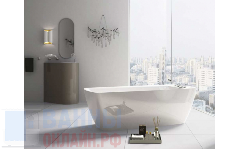 Отдельностоящая, прямоугольная акриловая ванна BelBagno BB304 Белый