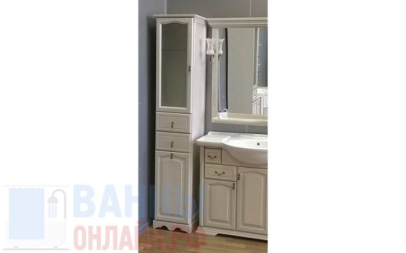 Шкаф-пенал Opadiris Риспекто 40 L слоновая кость, с бельевой корзиной