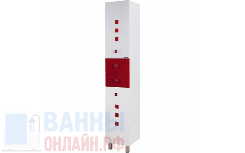 Шкаф-пенал Bellezza Натали 35 L белый с красным