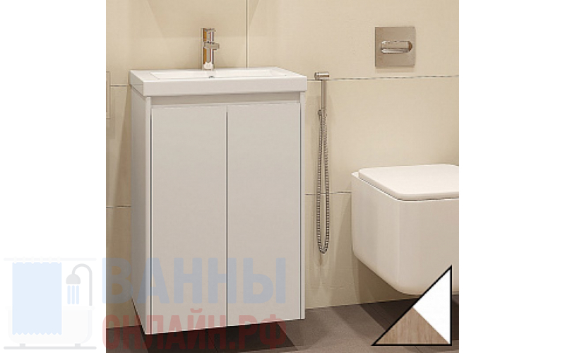 Тумба с раковиной Velvex Klaufs 50.2D белая, шатанэ, подвесная