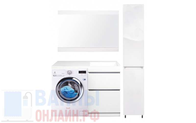 Тумба напольная "Даллас 115", Люкс белая, PLUS