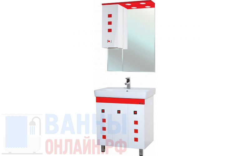 Мебель для ванной Bellezza Натали 70 белая с красным