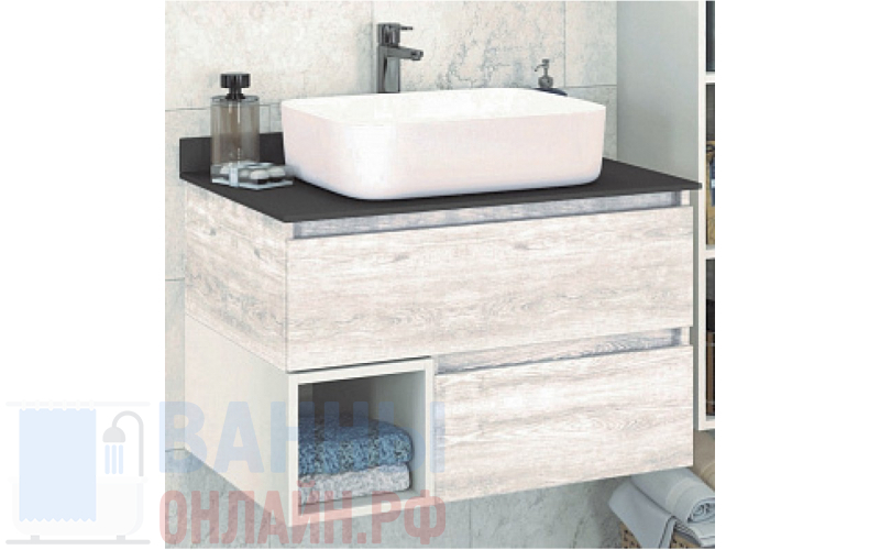 Тумба с раковиной Comforty Прага 75 дуб белый