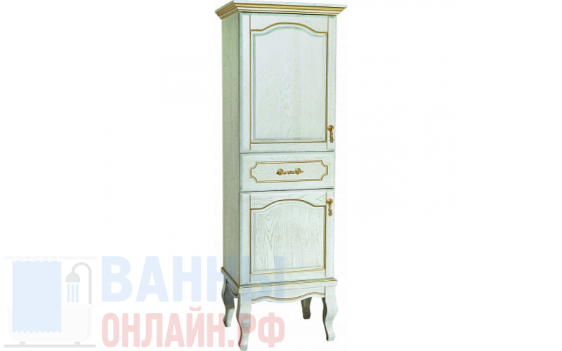 Шкаф-пенал Bellezza Рим 60 L белый патина золото