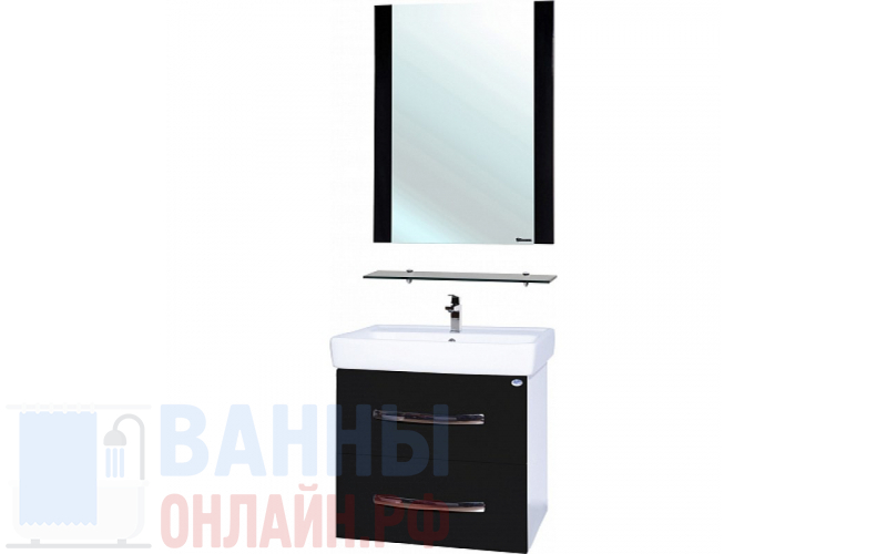 Мебель для ванной Bellezza Рокко 50 подвесная черная 2 ящика