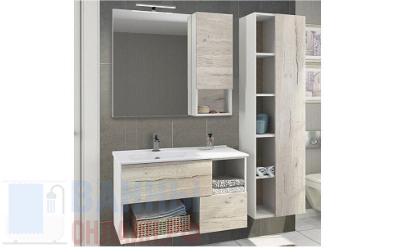 Мебель для ванной Comforty Ганновер 90 дуб дымчатый