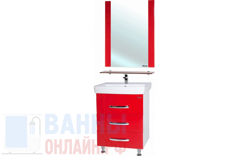 Мебель для ванной Bellezza Рокко 80 красная напольная 3 ящика