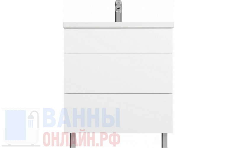 Тумба с раковиной Am.Pm Gem 75 белый глянец, напольная, с 2 ящиками