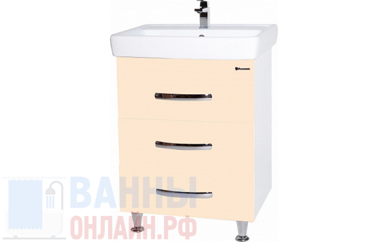 Тумба с раковиной Bellezza Рокко 80 бежевая напольная 3 ящика