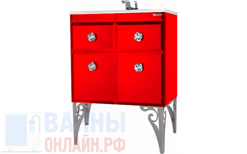Тумба с раковиной Bellezza Луссо 65 красная