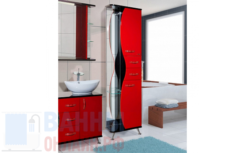 Шкаф-пенал Bellezza Рио 50 R красный с черным