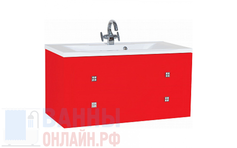 Тумба с раковиной Bellezza Милан 90 красная