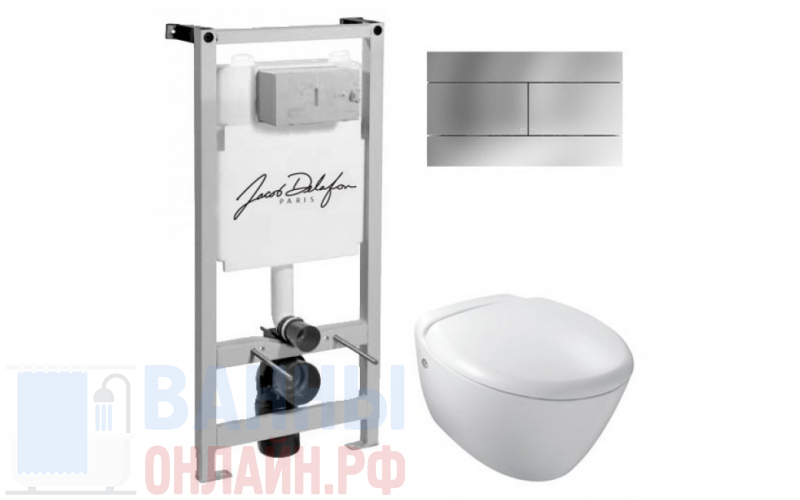 Комплект Унитаз подвесной Jacob Delafon Presquile E4440 + Инсталляция Jacob Delafon E5504-NF
