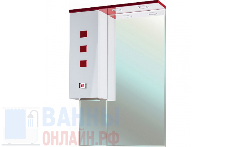 Зеркало-шкаф Bellezza Натали 60 L белый с красным