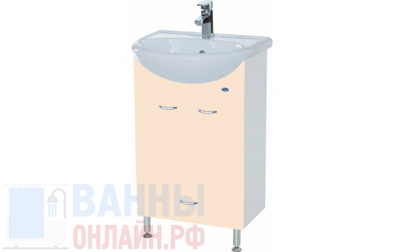 Тумба с раковиной Bellezza Уют 55 с нижним ящиком бежевая