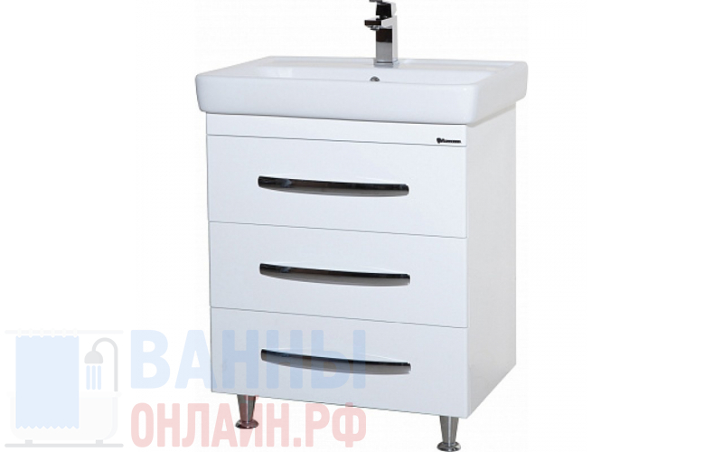 Тумба с раковиной Bellezza Рокко 60 белая напольная 3 ящика