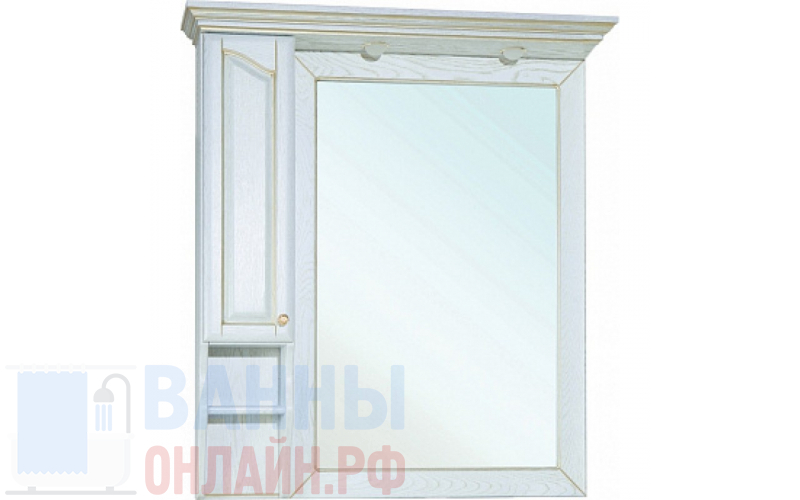 Зеркало-шкаф Bellezza Рим 100 L белое патина золото